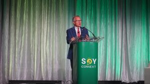 Jim Sutter, CEO of the USSEC, announces at the close of the conference that the next Soy Connext will take place in Chicago.